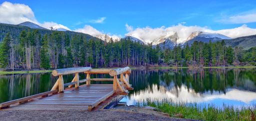 A mesmerizing view of Sprague Lake in Rocky Mountain National Park in Colorado, United States