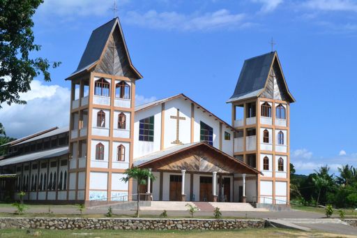 A church with white facade of the Labuan Bajo