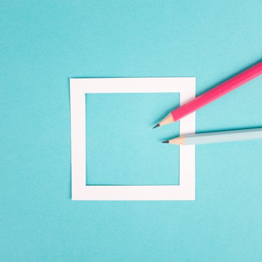 Pencils on a blue paper background, white frame with copy space for text, minimalism, creative and business concept, pastel colored