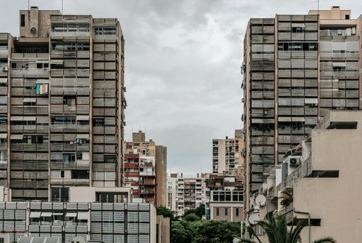 A brutalist concrete architecture of a residential area in Split 3 neighborhood in Split, Croatia