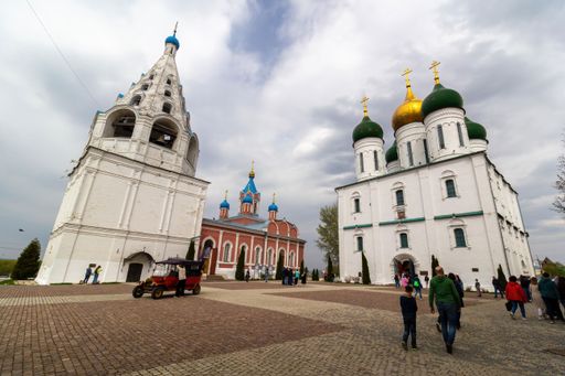 Kolomna, Russia. Orthodox Churches Of Cathedral Square. Assumption Cathedral, Bell tower of Tikhvinskaya Church