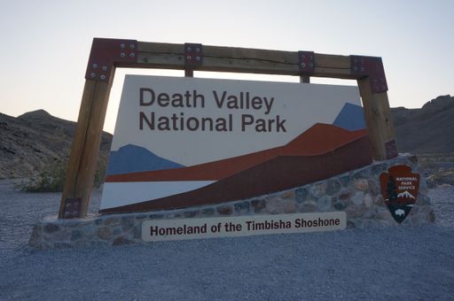 The famous Death Valley National Park entrance sign in California, USA