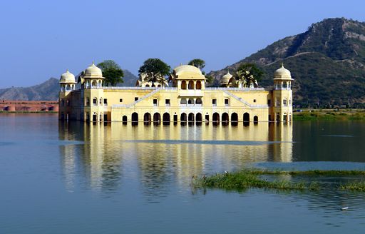 The beautiful Jal Mahal on Man Sagar Lake, in Jaipur, Rajasthan, India