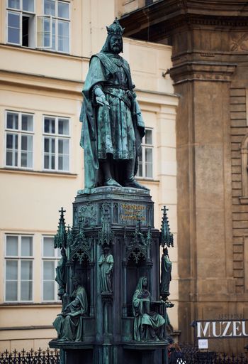 A closeup vertical shot of the Statue on Charles Bridge, Prague, the Czech Republic