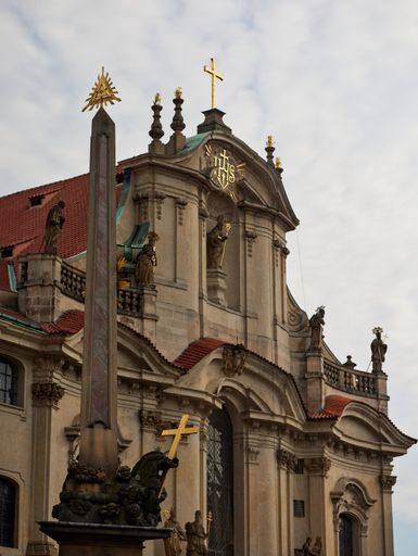 The St. Nicholas Church in Prague, the Czech Republic under a clouded sky