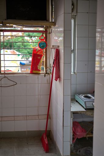 Kitchen in an old public housing estate in Hong Kong