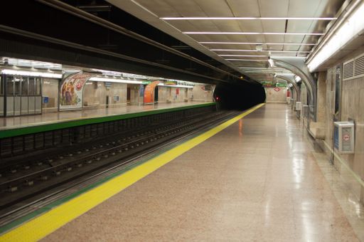 A beautiful shot of an empty subway station