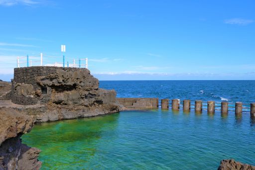 A scenic shot of the Charco Azul in La Palma, Canary Islands