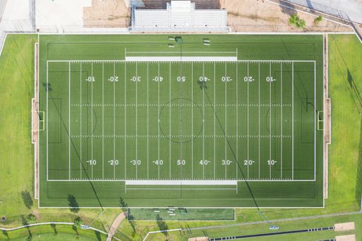 An aerial view of the football field