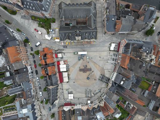 A top view of a Grote Markt town, Dendermonde