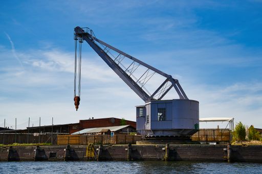 Old port crane in the port of Luebeck as a museum