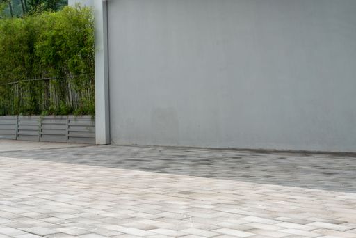 empty ground floor in front of modern architecture exterior. copy space.