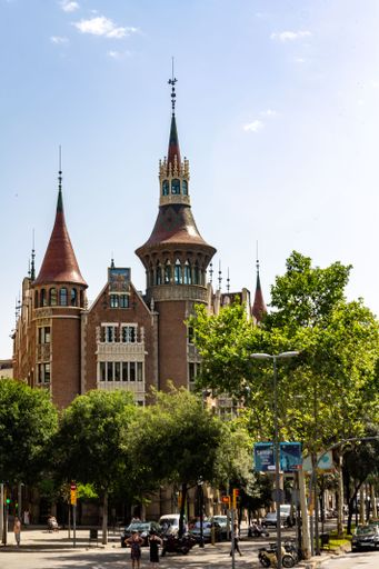 A vertical shot of a house with thorns, historical building, at famous Passeig de Gracia avenue, Barcelona, Spain.