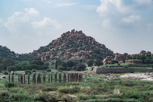 An ancient ruined temple city of Hampi situated in the state of Karnataka in India