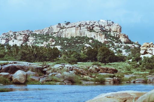 An ancient ruined temple city of Hampi situated in the state of Karnataka in India
