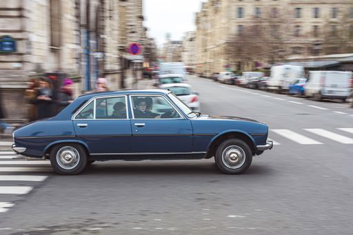 french car in the street. Peugeot 504