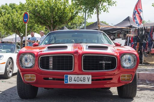 Classic usa car parked in the street. Pontial Firebird Formula 400