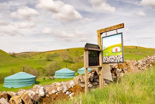 Yurts on a campsite in swaledae North Yorkshire