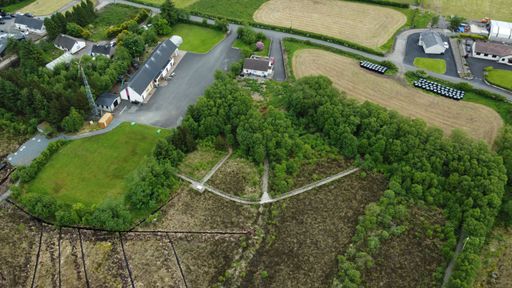A birds eye view shot of a countryside area
