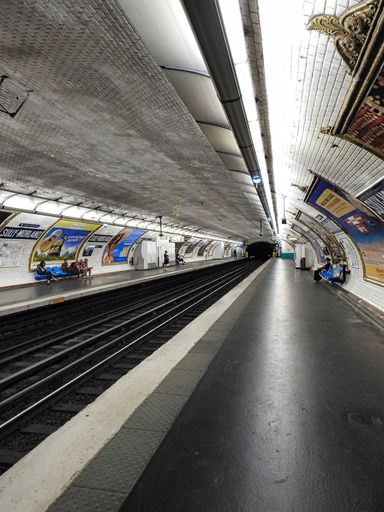 The metro station modern interior in Paris,  vertical