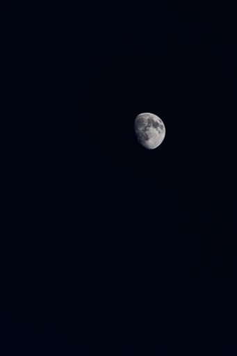 A closeup vertical shot of a moon isolated on the black background