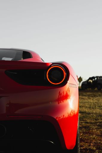 A vertical shot of Ferrari 488 GTB on a sunny day