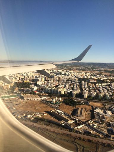 A vertical shot of Lanzarote, the view from the plane. Canary islands.