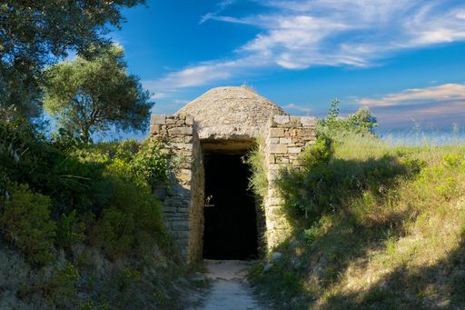 well-preserved Mycenaean vaulted tomb within walking distance from the Palace of King Nestor. Pylos, Greece