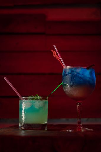 A vertical shot of two glasses of cocktail