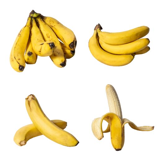 A closeup shot of bananas on an isolated background