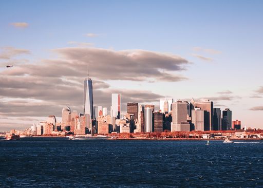 The beautiful New York skyline at sunset, USA