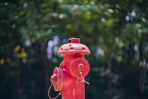 A view of a fire hydrant on the blurred background