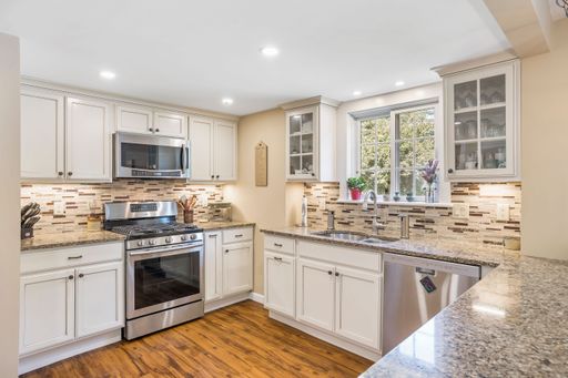 An inside view of the modern design kitchen made of wood