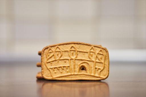 Polish Krakuski ginger biscuits on a wooden table