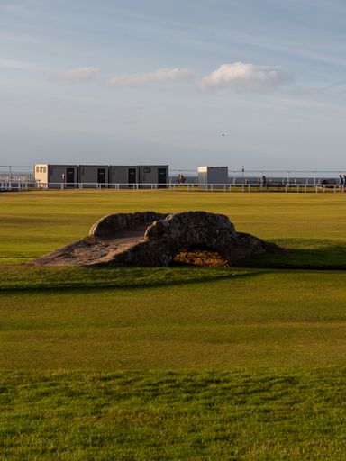 A vertical of the Swilcan Bridge at the Old Course in Scotland