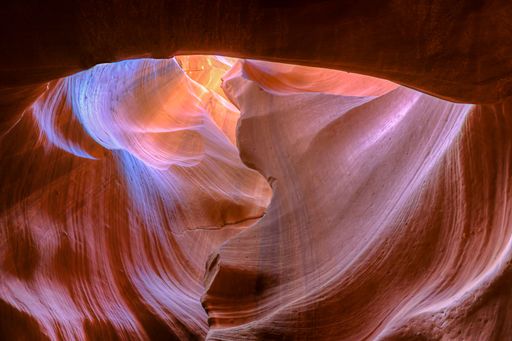 The beautiful rock formation inside the Antelope Canyon in Arizona, USA