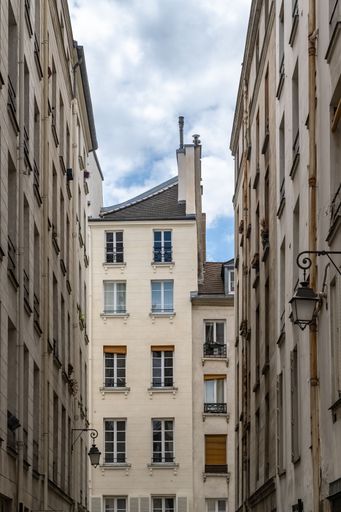 Paris, typical buildings in the Marais, in the center of the french capital
