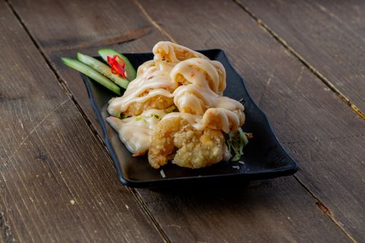 A close up of fresh fried tempura