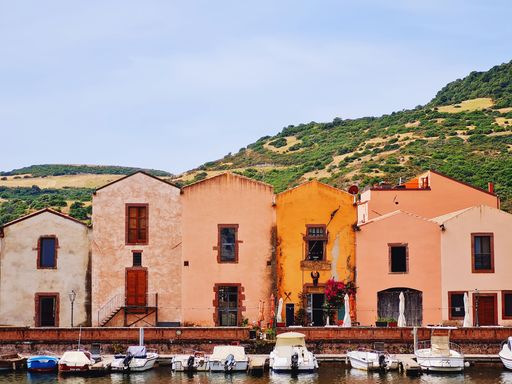 The District Sas Conzas with ancient tanneries on the Temo river in the city of Bosa in Sardinia