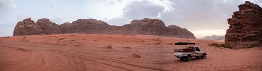 Panorama from a bedouin camp in Wadi Rum desert, Jordan