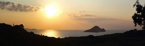A panoramic view of the beautiful sunset over Zakynthos, Greece