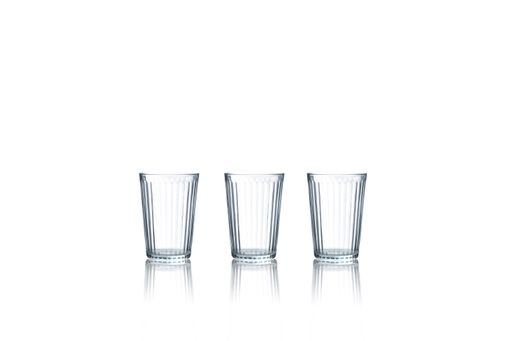 The three empty cups made of glass isolated on a white background