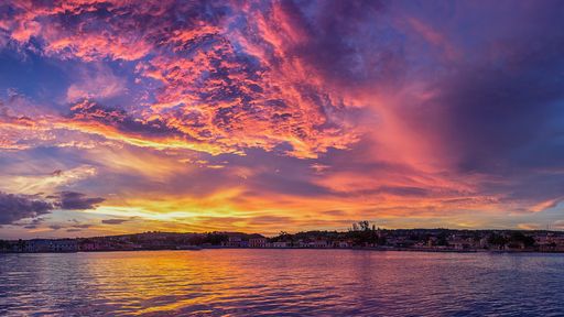 An amazing shot of blue and purple shaded sunset on the sea