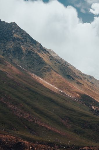 A mesmerizing view of a beautiful mountainous landscape against a cloudy sky