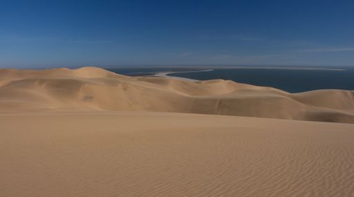 The vast desert landscape of Walvis in Namibia under a clear sky