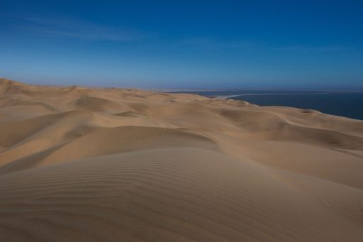 The vast desert landscape of Walvis in Namibia under a clear sky
