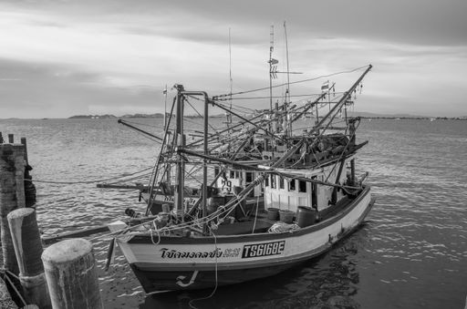 Thai fishing boat at a Pier in Thailand Southeast Asia