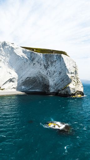 A vertical shot of a diver swimming next to the Isle of Wight in the United Kingdom