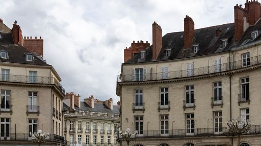 Nantes, beautiful city in France, ancient buildings place Graslin, in the historic center