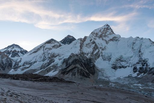 A beautiful shot of mountain peaks covered in snow